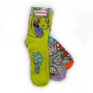Nickelodeon Rugrats Crew Socks Reptar Chuckie Tommy 90s Retro Gift Mens Womens